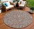 8' Terra Cotta Copper And Taupe Round Floral Washable Indoor Outdoor Area Rug