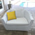 17" X 17" Cream And White Blown Seam Geometric Lumbar Indoor Outdoor Pillow