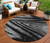 8' Black And Gray Round Abstract Washable Indoor Outdoor Area Rug