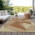 9' X 12' Orange Copper And Beige Geometric Washable Indoor Outdoor Area Rug
