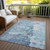 10' X 14' Blue Abstract Washable Indoor Outdoor Area Rug