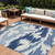 9' X 12' Navy Blue And Denim Blue Abstract Washable Indoor Outdoor Area Rug