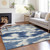 9' X 12' Navy Blue And Denim Blue Abstract Washable Indoor Outdoor Area Rug