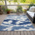 9' X 12' Navy Blue And Denim Blue Abstract Washable Indoor Outdoor Area Rug