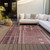 8' X 10' Brick Red And Brown Striped Washable Indoor Outdoor Area Rug