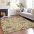 10' X 14' Gold Ivory And Brown Floral Washable Indoor Outdoor Area Rug