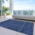 5' X 8' Denim Blue And Charcoal Medallion Washable Indoor Outdoor Area Rug
