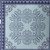 28" White Dark Blue and Light Blue Damask Indoor Outdoor Throw Pillow