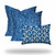 Set Of Three 20" X 20" Blue And White Enveloped Coastal Throw Indoor Outdoor Pillow