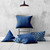 Set Of Three 20" X 20" Blue And White Blown Seam Geometric Throw Indoor Outdoor Pillow