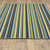 5' X 8' Blue and Green Striped Stain Resistant Indoor Outdoor Area Rug