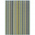 5' X 8' Blue and Green Striped Stain Resistant Indoor Outdoor Area Rug