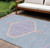 9' X 12' Denim Blue And Orange Oriental Washable Indoor Outdoor Area Rug