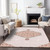9' X 12' Pink Beige And Burgundy Oriental Washable Indoor Outdoor Area Rug