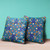 16" X 16" Blue and Gold Broadcloth Paisley Zippered Pillow