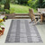 5' X 7' Grey Striped Stain Resistant Non Skid Indoor Outdoor Area Rug