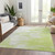 3' X 5' Artichoke Green And Ivory Abstract Washable Indoor Outdoor Area Rug