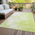 3' X 5' Artichoke Green And Ivory Abstract Washable Indoor Outdoor Area Rug