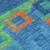 8' Denim Blue Green And Copper Round Geometric Washable Indoor Outdoor Area Rug