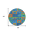 8' Denim Blue Green And Copper Round Geometric Washable Indoor Outdoor Area Rug