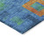 8' Denim Blue Green And Copper Round Geometric Washable Indoor Outdoor Area Rug