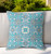 18"x18" Aqua Blue and Gray Zip Broadcloth Floral Throw Pillow