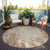 8' Orange And Beige Round Abstract Washable Indoor Outdoor Area Rug