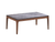 47" Gray and Walnut Stone And Solid Wood Coffee Table
