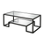 45" Clear And Black Glass And Steel Coffee Table With Shelf