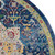 4' Navy Blue and Gold Medallion Distressed Non Skid Round Rug