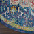 4' Navy Blue and Gold Medallion Distressed Non Skid Round Rug