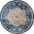 4' Navy Blue and Gold Medallion Distressed Non Skid Round Rug