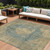 9' X 12' Blue And Beige Medallion Washable Indoor Outdoor Area Rug