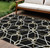 8' X 10' Black And Ivory Geometric Washable Indoor Outdoor Area Rug