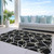 8' X 10' Black And Ivory Geometric Washable Indoor Outdoor Area Rug