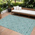 8' X 10' Teal Blue And Ivory Geometric Washable Indoor Outdoor Area Rug
