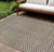 8' X 10' Brown And Beige Chevron Washable Indoor Outdoor Area Rug