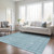 8' X 10' Teal Blue And Ivory Striped Washable Indoor Outdoor Area Rug
