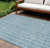 8' X 10' Teal Blue And Ivory Striped Washable Indoor Outdoor Area Rug
