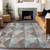 5' X 8' Brown And Teal Blue Geometric Washable Indoor Outdoor Area Rug