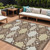 8' X 10' Brown And Beige Trellis Washable Indoor Outdoor Area Rug