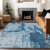 3' X 5' Denim Blue And Blue Abstract Washable Indoor Outdoor Area Rug