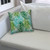 20" X 20" Aqua And White Zippered Tropical Throw Indoor Outdoor Pillow