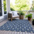 5' X 8' Navy Blue And Ivory Geometric Washable Indoor Outdoor Area Rug