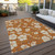 8' X 10' Copper Beige And Brown Floral Washable Indoor Outdoor Area Rug