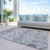 8' X 10' Gray Charcoal And Silver Floral Washable Indoor Outdoor Area Rug