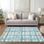 10' X 14' Teal Blue Aqua And Ivory Striped Washable Indoor Outdoor Area Rug