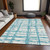 10' X 14' Teal Blue Aqua And Ivory Striped Washable Indoor Outdoor Area Rug