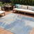 8' X 10' Denim Blue Beige And Ivory Abstract Washable Indoor Outdoor Area Rug