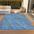 3' X 5' Blue Sky Blue And Gray Striped Washable Indoor Outdoor Area Rug